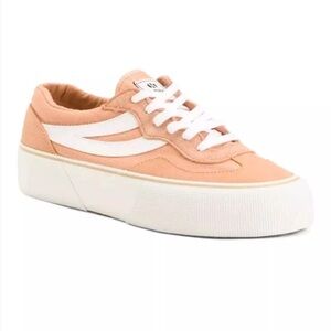 SUPERGA Suede Revolley Color Block Platform Sneakers Dusty Rose Size 7.5(US) New